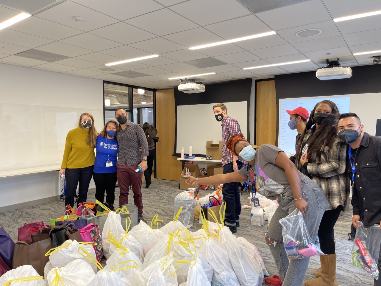 Los Angeles Homeless Kit Drive 2021 - Los Angeles campus students working on the homeless Kits- 2021